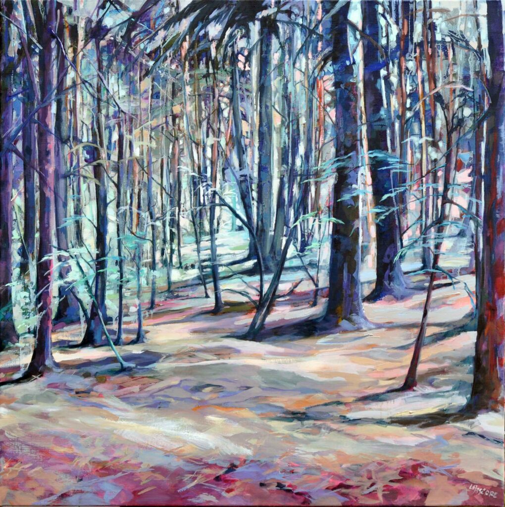 Sous bois Huile sur toile 100 100 cm 2026 Clothilde Lasserre