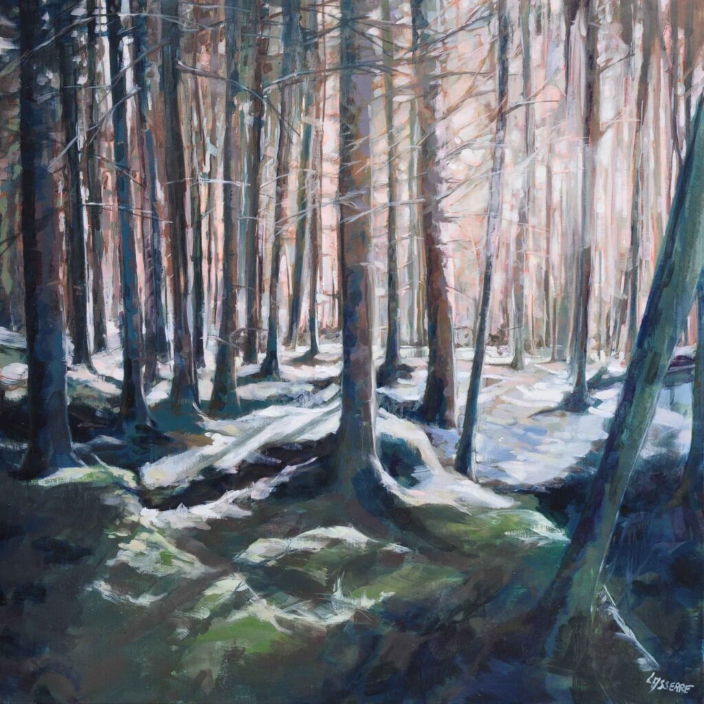 Clair Obscur - huile sur toile - 80/80 cm clothilde lasserre Nature foret